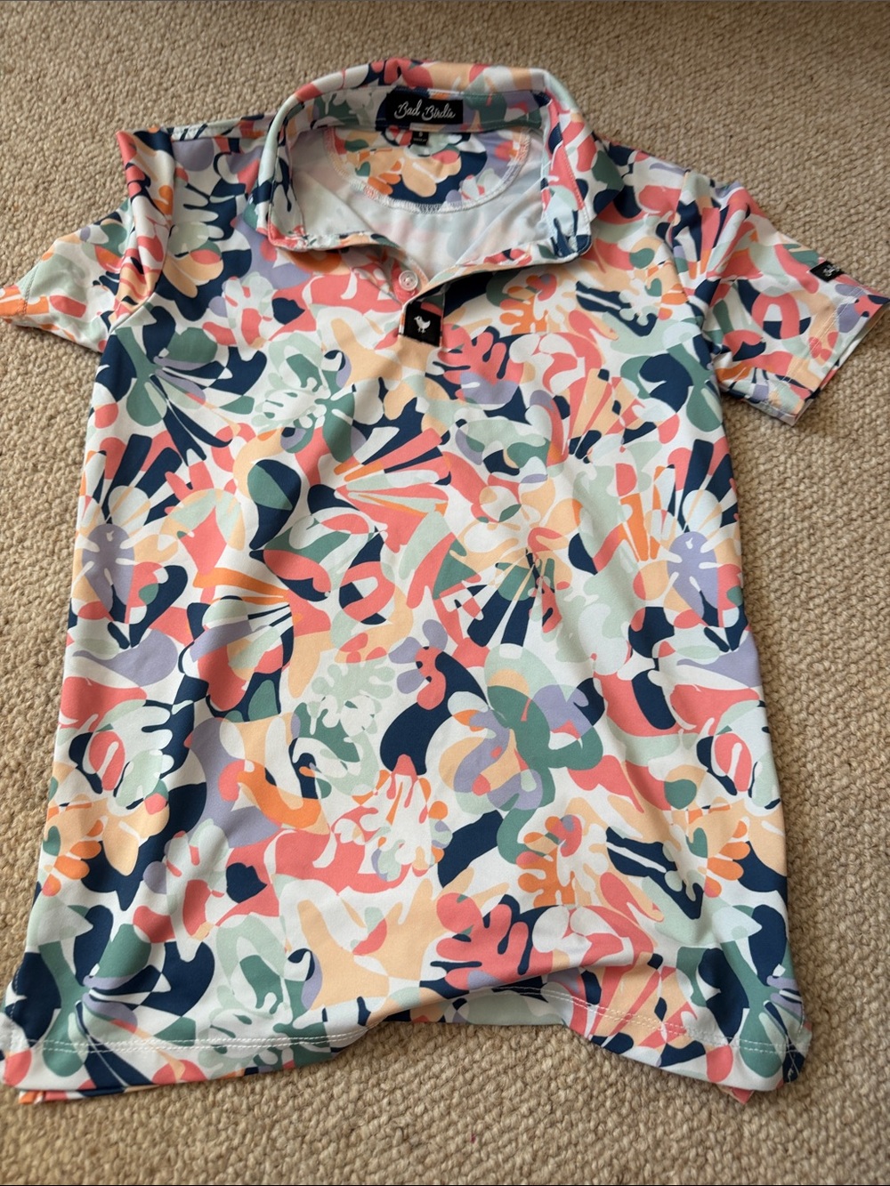 Bad Birdie Kids Floral Print Polo - Coral, Navy, Mint, Peach